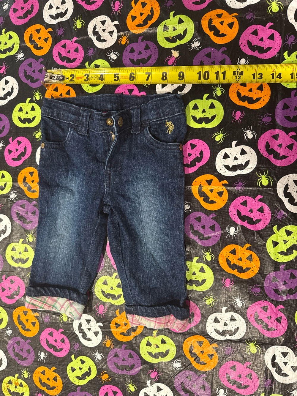 U.S. Polo Assn. Dark Blue Kids Jeans with Plaid Cuff